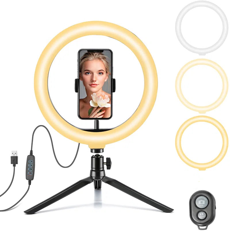 10" LED Ring Light with Tripod Dimmable for Selfie Tiktok Youtube Livestreaming